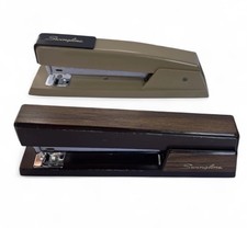 Vintage Retro Swingline 767 & 747 Brown & Wood Grain Metal Staplers Made USA