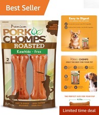 Healthy 4.5" Roasted Pork Dog Chews - Perfect for Medium  Large Breeds, 2 Count