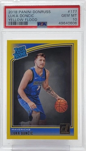 2018 Donruss Rated Rookie Yellow Flood Luka Doncic #177 Rookie Card RC PSA 10 