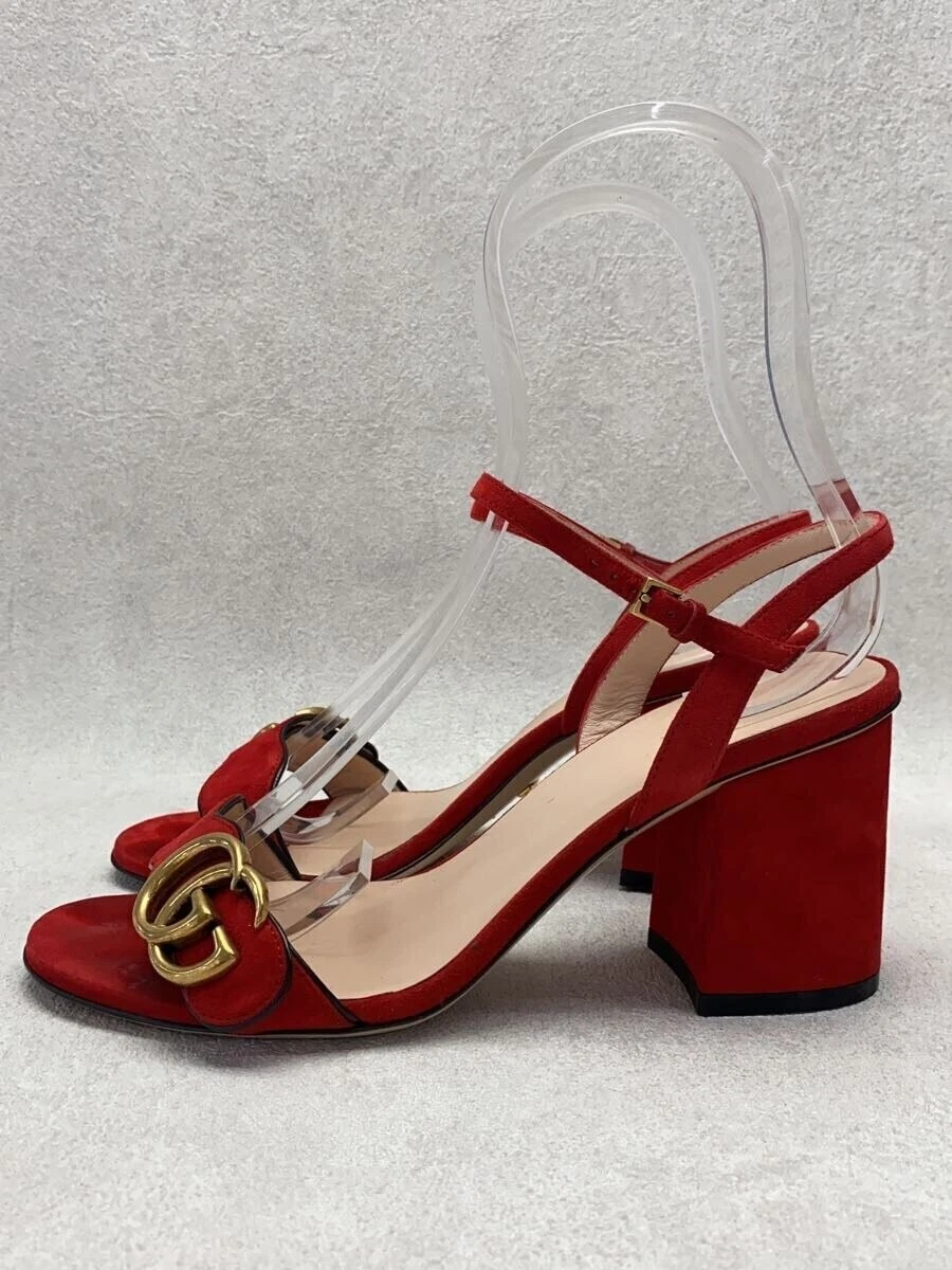 Sandales Gucci Double G 36,5 talons daim rouge chaussures femme
