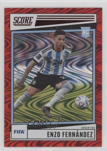 2022-23 Panini Score FIFA Retail Red Swirl /65 Enzo Fernandez #95 Rookie RC