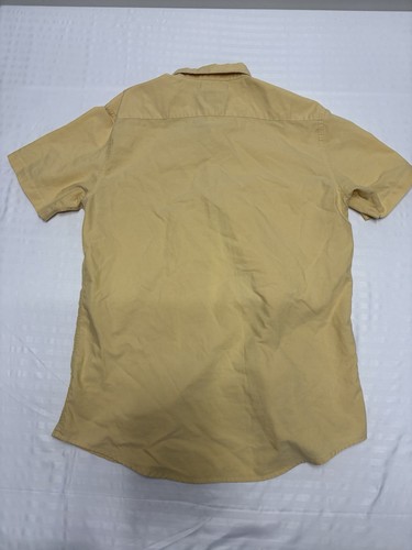 RVCA Mens Button Up Shirt Slim Fit size Medium Yellow Short Sleeve - Picture 8 of 8