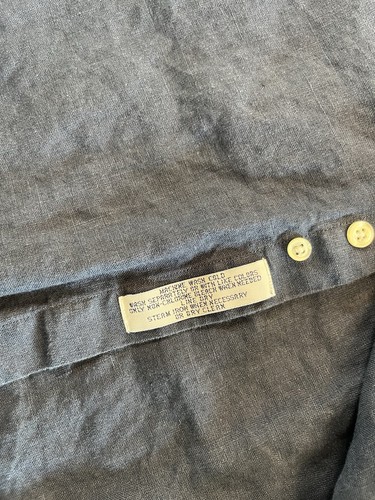 Vintage Brooks Brothers Shirt Mens XL Blue Long Sleeve Linen Button Up Hong Kong - Picture 8 of 13