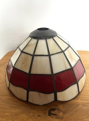 Tiffany Style Lamp Shade Red Cream Colour Lampshade Ceiling Stain Glass Scallop - Picture 8 of 10