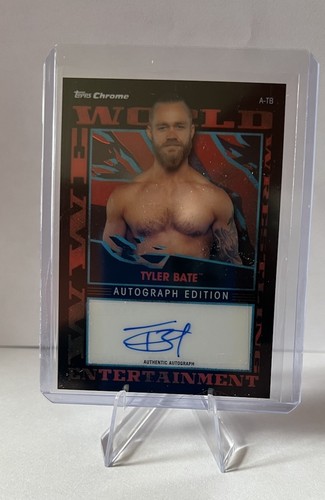 2021 WWE Topps Chrome Slam Attax - Tyler Bate Black Refractor Auto 22/50 A-TB - Picture 3 of 6