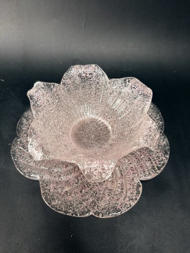 4 Fratelli Toso Murano Italian Pink Overshot Sugarware Glass Bowl Plate Set - Picture 14 of 17