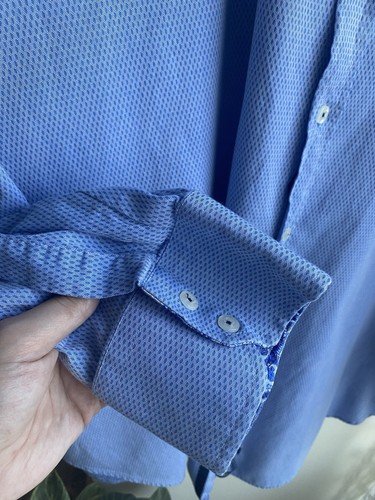 English Laundry Men’s Blue Dot Dress Shirt Neck 20 36/37T Button Down Formal EUC - Picture 4 of 7