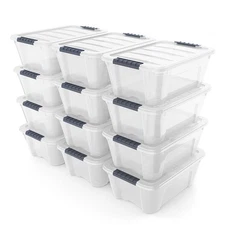 Costway 12Liter 12PCS Latch Stack Storage Box Tubs Bins Latches Handles