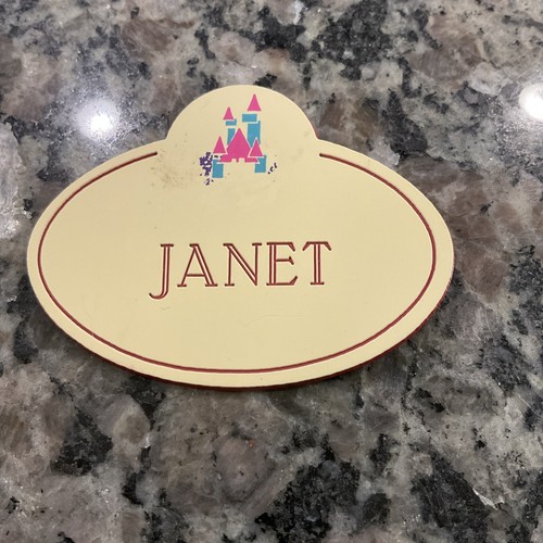 Disney Disneyland Pre 35TH Anniversary Castle Name Tag JANET RARE