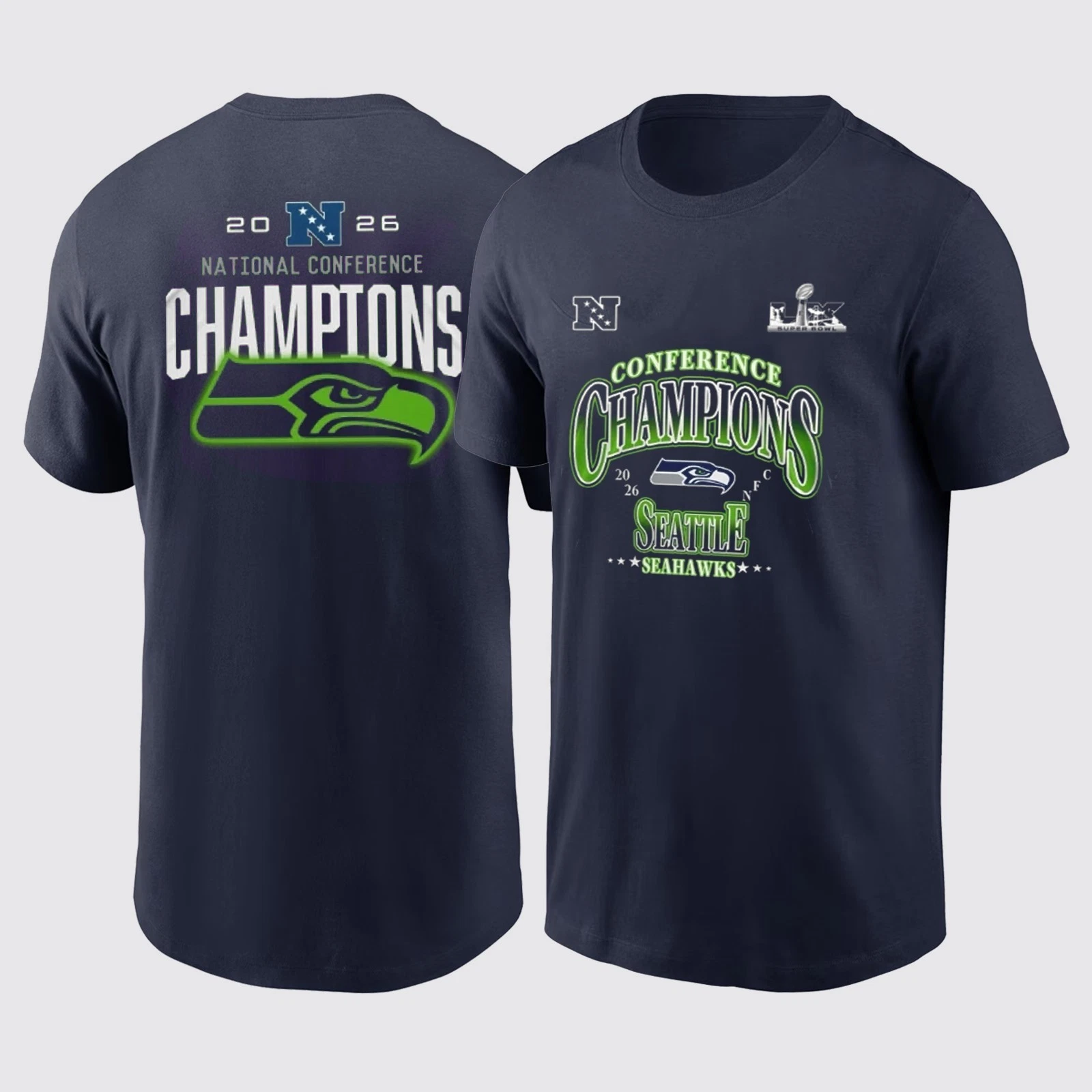 Seattle Seahawks 2026 NFC Conference Champions 2 sided T-Shirt