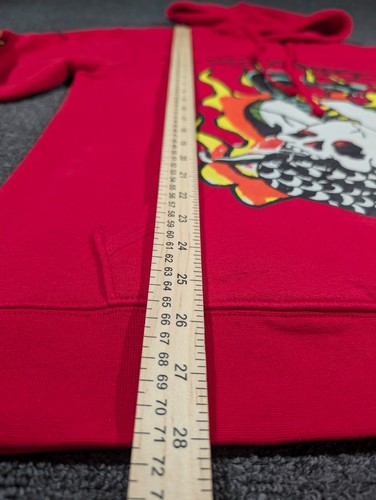 ED HARDY FLAME COBRA SKULL Hoodie Sweatshirt Red Mens Medium NEW - Picture 5 of 7