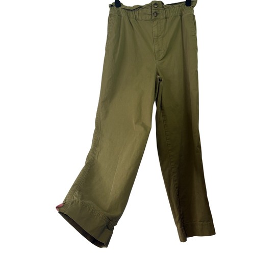 Madewell Pantaloni Donna Paperbag Conici Misto Cotone Verde Oliva Taglia 2 - Foto 2 di 13