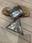 VTG. Pottery Barn Silver Metal Trinket Plate / Dish Triangle & Square Shaped (2)