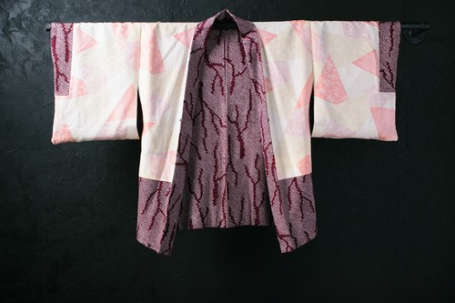 Vintage Japanese Kimono Silk Antique HAORI Jacket Robe Dress Dyed/KIN08/460 - Picture 7 of 10