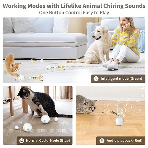 Interactive Cat Ball Toy, Motion Activate Rolling Ball Toys for Indoor Gray - Picture 3 of 8