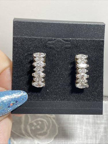 Vintage Ohrringe silberfarben klar Strass Ohrringe Schmuck HP-39 - Bild 1 von 5