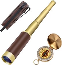 Retro Pirate Telescope Zoomable 25x30 Spyglass Portable Collapsible Handheld...