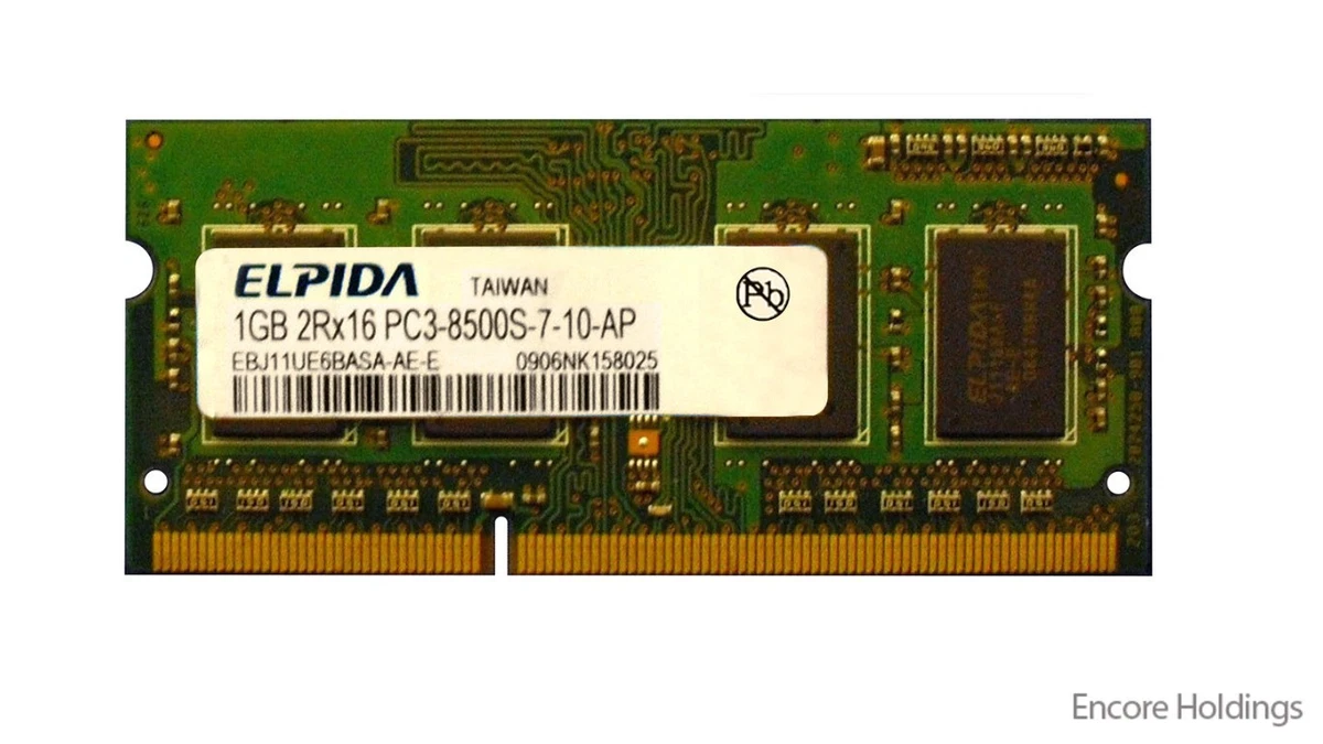 Barrette RAM DDR2 1GB PC2-8500 1066MHz - PQA, Non-ECC, Unbuffered, 240 Pins, Occasion
