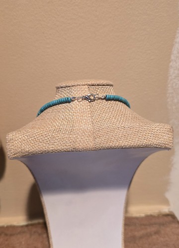 Turquoise Beaded Charm Necklace Gold Feather Women 16" - Picture 6 of 7