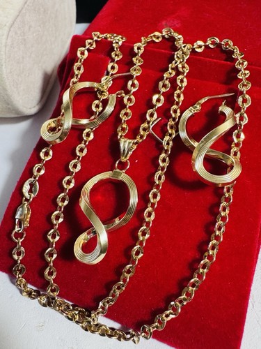 Reines 18K 18K 750 Dubai Gold Infinity Ohrring Halskette 19,6”/20” Zoll 6,7 g 3,2 mm - Bild 10 von 23