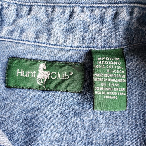 1990s Hunt Club Denim Shirt M Blue Soutache Embroidery Romantic Country Western - Picture 3 of 11