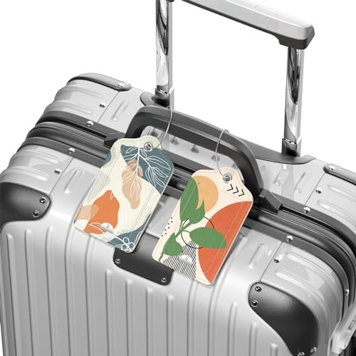 PU Leather Luggage Tags for Suitcase, Travel Cruise 4 Pack Z-wave Sun Plants - Bild 6 von 6