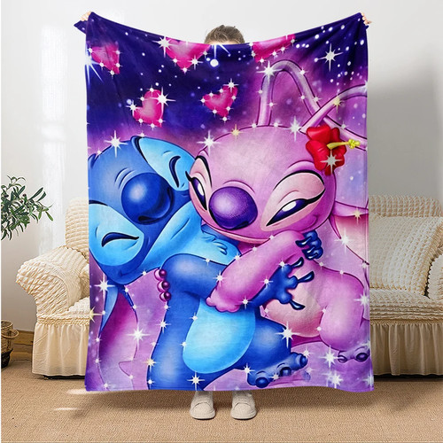 Lilo & Stitch Flanell Sofa Decke Weich Warm Überwurf Camping Büro Schlafzimmer - Bild 3 von 12
