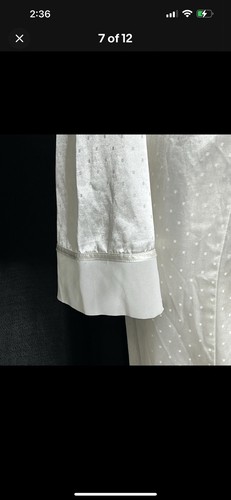 Linea Donatella White Satin Robe Lace Accents Ties Pockets Appliqué Chest S/Med - Picture 13 of 17