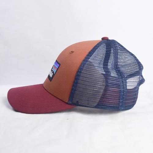 Patagonia P-6 Logo Trucker Hat Snapback Brown Outdoors Hiking Gorpcore Mesh Back - Picture 3 of 8