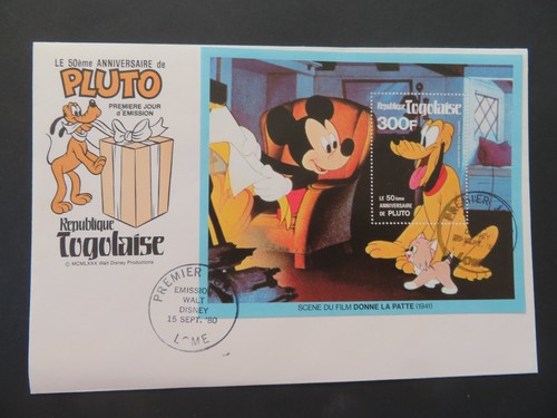 Republik Togo Disney Pluto Block FDC unadressiert