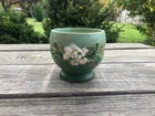 Roseville Green Pottery 657-3.5" White Gardenia Rose Bowl Vase Planter