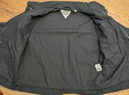 Levis Zip Trucker jacket sz M Black Cotton Packable Hood - Picture 11 of 13