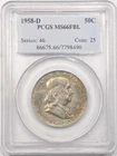 1958 D Franklin Half Dollar PCGS MS-66 FBL