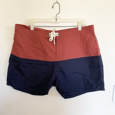 #ad Saturdays NewYork City Mens Ennis Board Short 36quot; Colour block Swim Trunks Navy