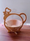 Collapsible Chicken Shaped Bamboo Basket - Kitchen Fruit Centerpiece Bowl Decor