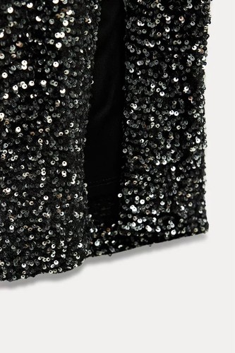 Zara dress maxi Black Sequin Halter party cocktail night out evening date - Picture 11 of 19