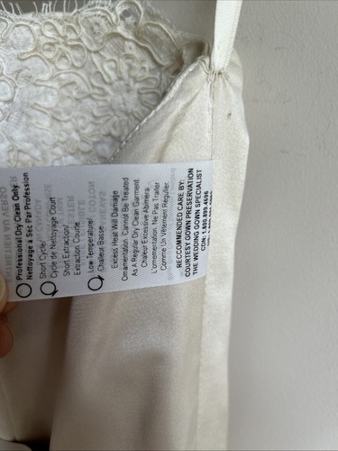 100% Silk Paloma Blanca A-line Strapless Ivory Beige Sash Wedding Dress Sz 10 - Picture 16 of 16
