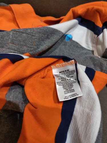 WRANGLER Boys' Gray/Orange Cotton Striped Polo Shirt, size 8 M - Picture 3 of 5
