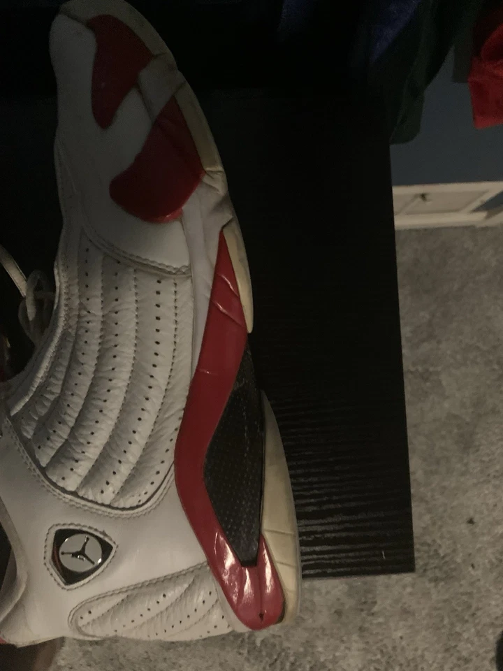Tênis Air Jordan 14 retrô branco Varsity vermelho (usado) - Imagem 4 de 4