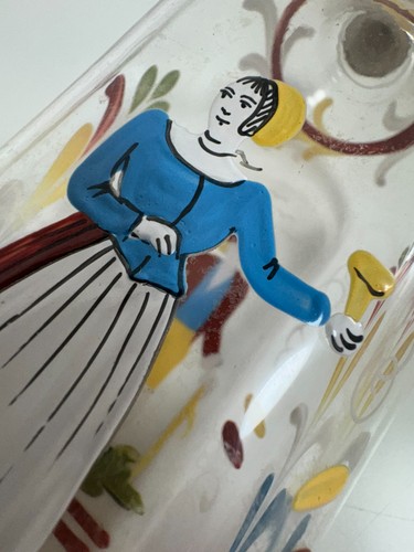 ANTIQUE ENAMEL PAINTED GLASS BOTTLE WITH PEWTER CAP PROBABLY 18TH/19TH CENTURY HEIGHT approx 22cm - Picture 11 of 13