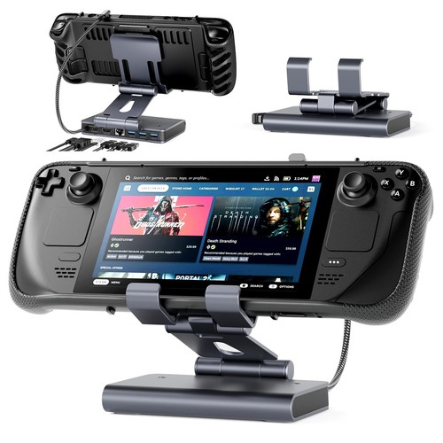 Stacja dokująca Steam Deck 6-w-1 z regulowanym stojakiem - 4K@60Hz HDMI, 1000Mbps Etherne...