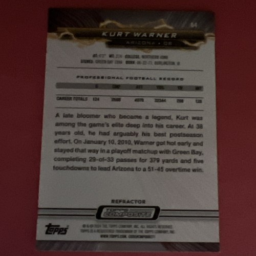 2023 Topps Composite - Resurgence Kurt Warner #64 Refractor - Picture 4 of 4