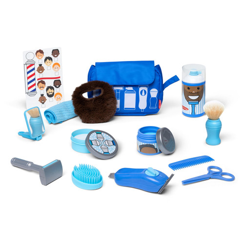 Melissa & Doug Set per Giochi di Rasatura di Finzione Negozio Del Barbiere Gioca - Foto 1 di 9