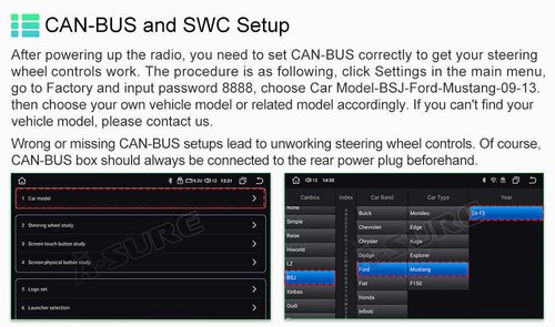 Radio estéreo GPS CarPlay 8 núcleos 4+64 GB para Ford Mustang 2010-2014 Android 14 - Imagen 9 de 12