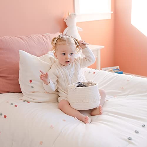 3-Piece Decorative Storage Basket Set – Cotton Rope Woven Baskets Off White - Picture 6 of 7