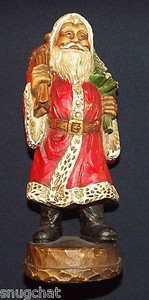 1988-Santa-Claus-Figurine-Carrying-Sack-of-Gifts-and-Christmas-Tree-Hand-Painted
