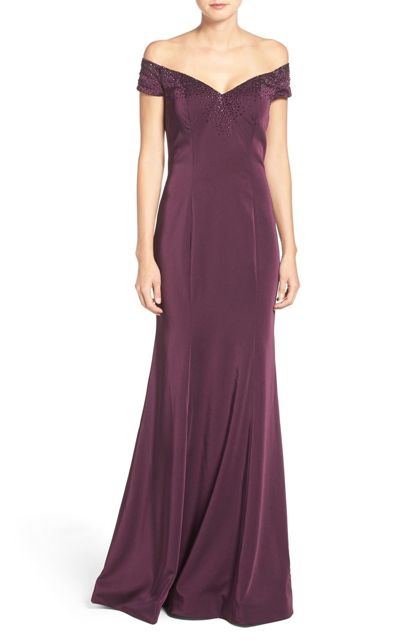 La Femme Embellished Off the Shoulder Mermaid Gown (size 4) La Femme Embellished Off the Shoulder Mermaid Gown (size 4)