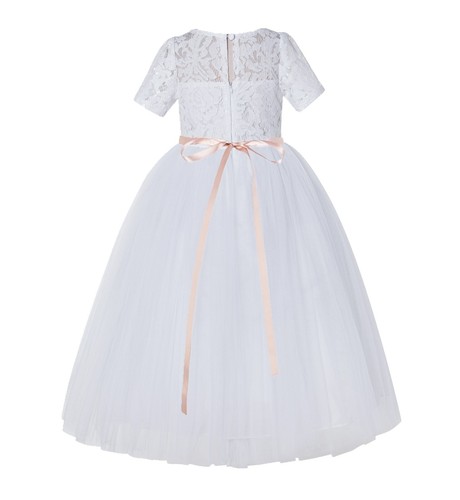 Wedding Flower Girl Dresses White Lace Dress Lace Tulle Dress Pageant Dresses - Picture 10 of 25