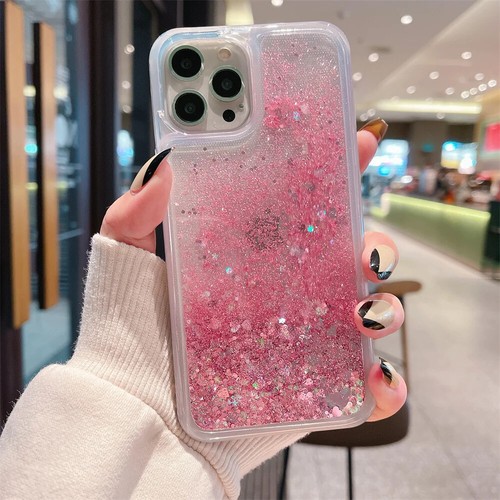 Luxus Liebe Herz Flüssig Glitzer Hülle für iPhone 13 Mini 15 14 12 11 16 Pro Max - Bild 17 von 25