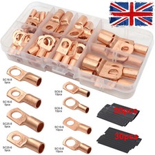 140x Car Copper Wire Ring Terminal Lug Battery Welding Bare Connectors Kit Set